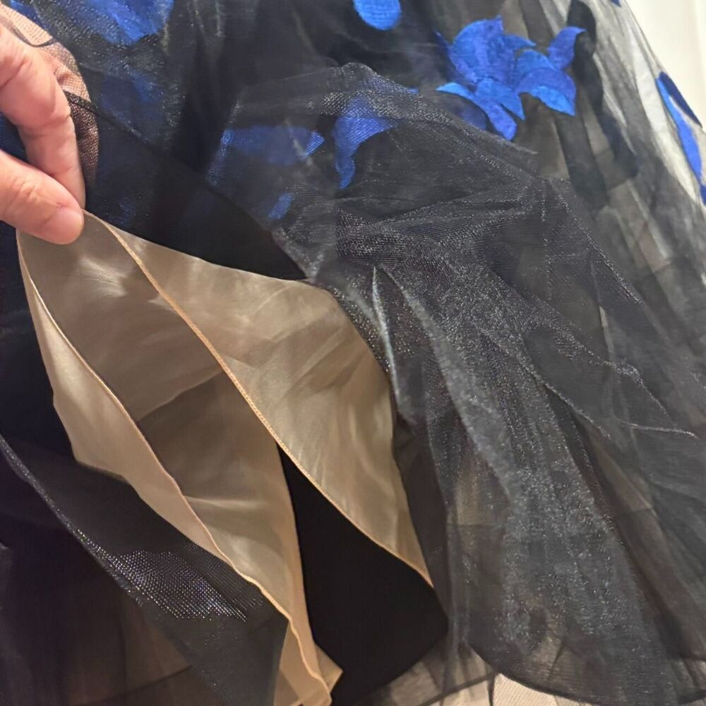 NWOT. $6490 OSCAR DE LA RENTA Embroidered Tulle Cocktail Dress Sz 4 blue - Picture 13 of 16